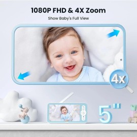 ieGeek 5'' Wifi Video Baby Monitor Camera and Audio 2-Way Talk PTZ Night Vision