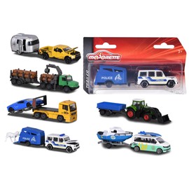 Majorette 212053154 Trailer Assortment, Toy Car with Trailer, Various Models, Delivery: 1 Piece, Random Selection, 13 cm