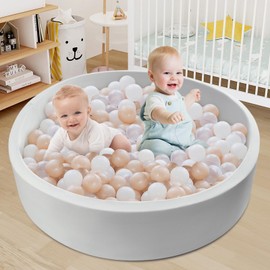 Miereirl Baby Ball Pit for Toddlers with No Balls, 47.2"x 11.8" Ball Pits for Girls and Boys,Round Foam Ball Pit Indoor Game Kids Play Ball Pool Ideal Gift (Gray)