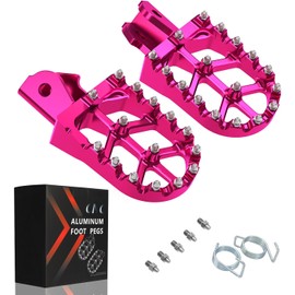 JFG RACING Dirt Bike Foot Pegs with Springs,7075 Aluminum CNC Footpegs Pedals Rests for Surron Light Bee X and S/E Ride Pro SS/CRF150F CRF230F 03-19/X160/X260-Pink