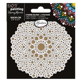 Aladine - Mandala Set 10cm in Dot Painting - Mandala Set with Mandala Stencil & Wooden Stand - 85498