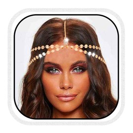 Fashband Gold Sequin Head Chain Multilayer Crystal Hair Chains Headwear Festival Costume Hair Accessories for Women