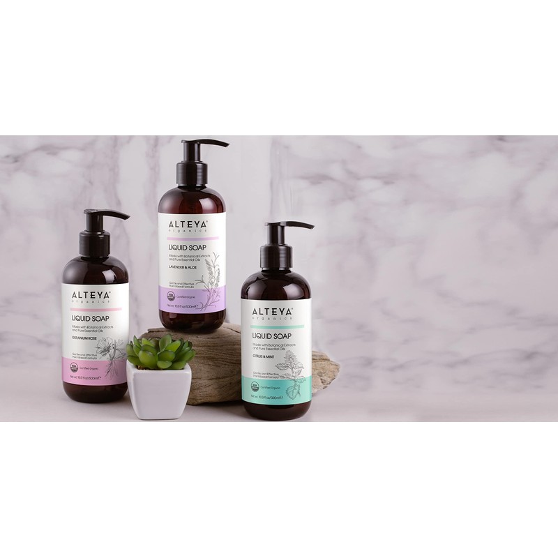 Alteya Organic Liquid Soap Geranium Rose 500 ml - USDA