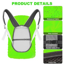 LAMA 2 Pack Waterproof Rain Cover for Backpack, Reflective Rucksack Rain Cover for Anti-dust/Anti-Theft/Bicycling/Hiking/Camping/Traveling/Outdoor Activities, 1 Pc Green, Small