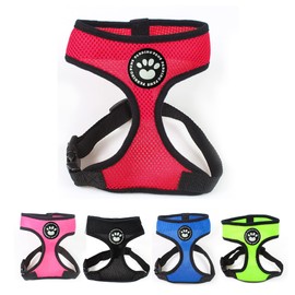 Dog Harness Puppy Harness Small Dog Harness Waterproof Soft Mesh Fabric Dog Puppy Pet Adjustable Harness Lead Leash (M, Red)