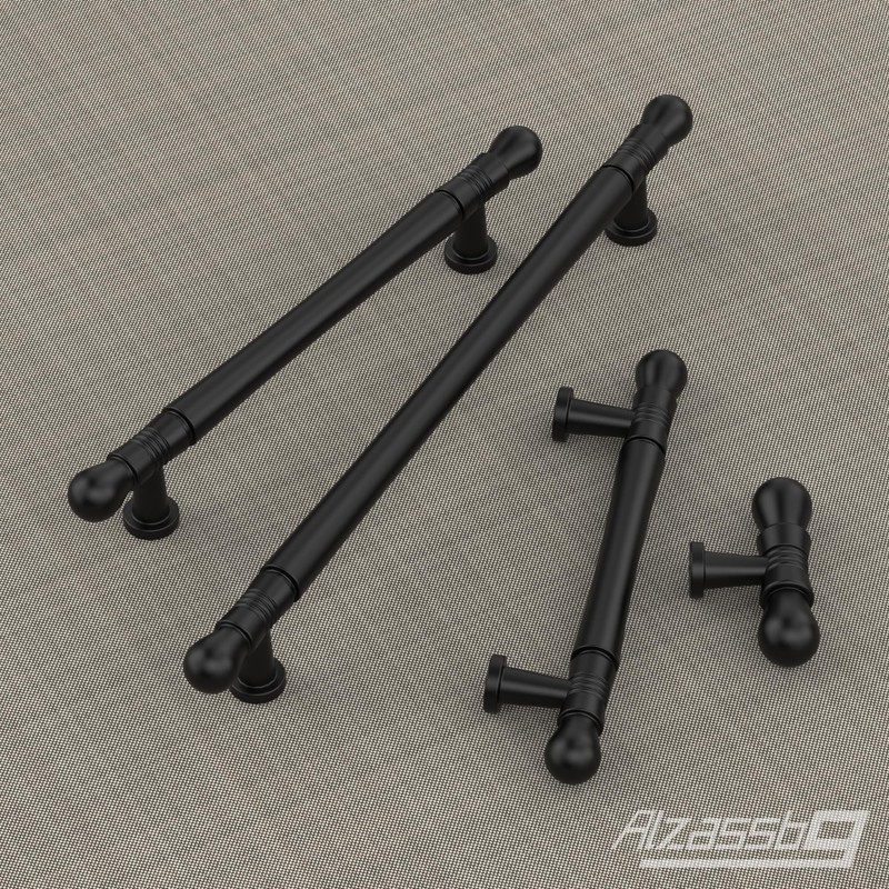 Alzassbg 10 Pack Matte Black Cabinet Pulls,5 Inch(128mm) Hole Center