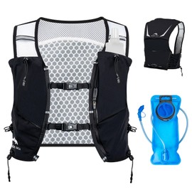 BLACK ORCA Running Vest for Women Men Hydration Vest with 2L Water Bladder Lightweight Reflective Runners Vest for Hiking, Cycling, Trail, Running, Marathons