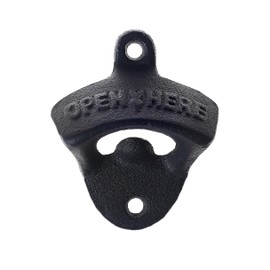 HAIICEN Cast Iron Bottle Opener Wall Mounted, Black Post Mount Beer Cap Opener for Beer Lover Gift