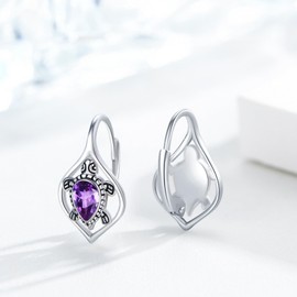 ZIPPICE Turtle Earrings 925 Sterling Silver Turtle Hoop Earrings Animal Earrings Hoop Earrings Silver Jewellery Gifts for Women Girls, Sterling Silver