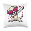 Dog Heart Shape Sunglasses Dabbing Dance Lover Throw Pillow