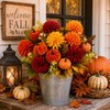 BobbleT 15 Pcs Fake Artificial Fall Mums with Pumpkin Picks,Faux