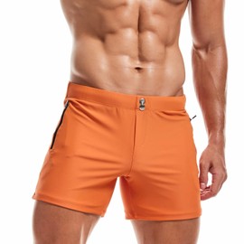 KOTENKO Men Swimwear Swimsuits Square Cut Swim Boxer Briefs Bikini Bathing SuitsS, Orange, X-Small