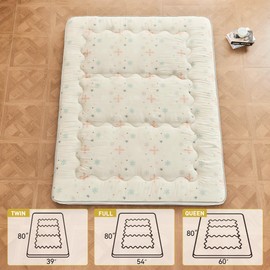 Dr.Futon Japanese Floor Futon Mattress Extra Thick Folding Roll Up Bed Topper Mat for Guest,Lounger and Tavel