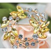 Gyn&Joy Clear Crystal Rhinestone Floral Wreath Pin Brooch BZ005, Metal,