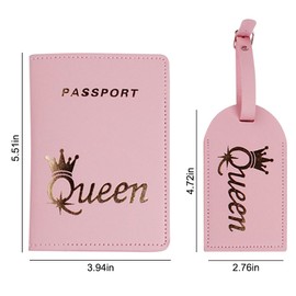 4 Pcs Mr and Mrs Luggage Tags Couple Passport Holder Set Leather Travel Luggage Tags Passport Cover Honeymoon Gifts Bridal Shower Gift for Wedding Engagement Newlyweds