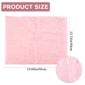 CREATCABIN Faux Fur Plush Cushion Rectangle Fluffy Plush Small Area Rug Photo Background Cloth Photo Props for DIY Crafts Tabletop Photography Product Display Jewelry Home Decor Pink 19.6x15.7 Inch