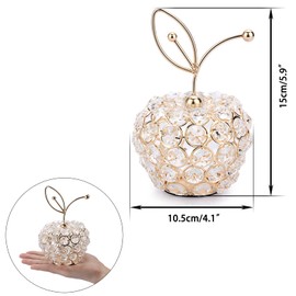 TOLIDA Sparkly Crystal Apple Fruit Ornament Artificial Fruit Sculpture Figurine Centerpiece Decor for Home Dining Table, Wedding/Birthday Party (Apple, Gold)