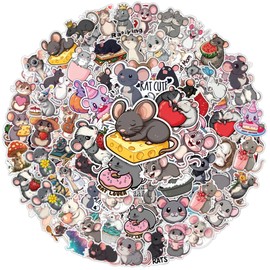 64pcs Rat Stickers, Mouse Sticker Waterproof Decals for Water Bottles Laptop Luggage Computer Scrapbooking Teens Adults Girls Kids Funny Party Birthday Decorations