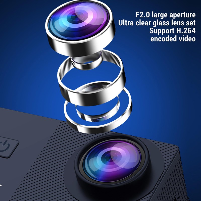 Action Camera 4K, HD Wide Angle Camera with 2 Inch