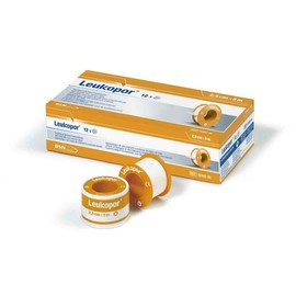 Leukopor Paper Dressing Tape - Ultra-Thin Microporous Tape for Long Lasting Adhesion and Dressing Fixation - 5cm x 2.5cm Roll - 3 Pack