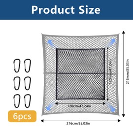 APKOL APKOL Hochelastisches Gep?cknetz, LKW-Bett-Organizer, 1,2 x 1,2 m dehnbar bis 2,1 m x 2,1 mgeeignet fr t?gliche leichte Lasten von LKWs, mit 6 Metallhaken fr LKW Auto Wohnmobil(Doppellagig)