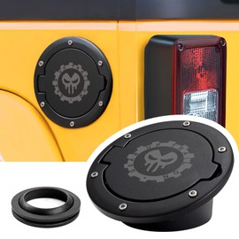 BANHAO Gas Cap Cover for Jeep Wrangler 2007-2018 JK Unlimited Rubicon Sahara, Jk Wrangler Fuel Door Locking Banhao Gas Tank Door Gas Cap Rplacement