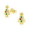 Christmas Tree Earrings with Crystal Stones - Gold Plated -