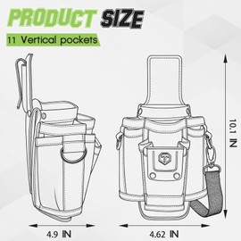 Upgraded Tool Pouch with Belt Clip Replace for MP1X, Leather Backed Small-Sized Tool Pouch– 9 Pockets, Professional Electrician Tool Pouch for Electricians, Carpenters, Repairmen, and DIY etc