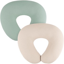 MairMore MairMore 2-Pack Muslin Nursing Pillow Covers, Breathable 100% Cotton Breastfeeding Pillow Slipcovers for Standard Nursing Pillows, Soft Covers for Baby Girls and Boys with Zipper