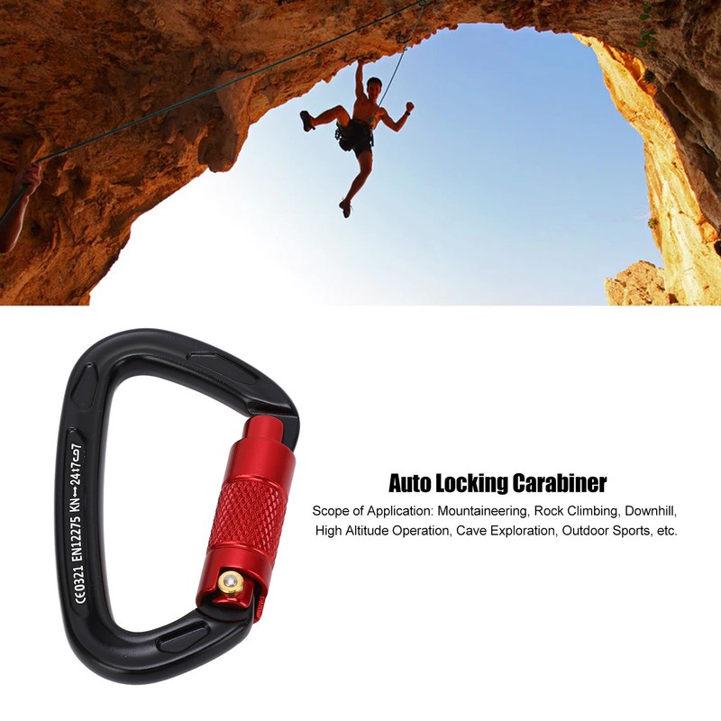 Auto Locking Rock Climbing Carabiner D Shaped Carabiner Yoga Hammock