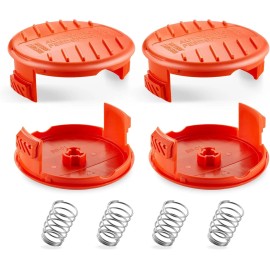 YWTesch 4 Pack Trimmer Line Cap & Spring for BLACK+DECKER Replacement Spool Cap Covers