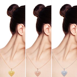 Love Heart Locket Necklace That Holds Pictures Woman Jewellery with Box Greeting Card