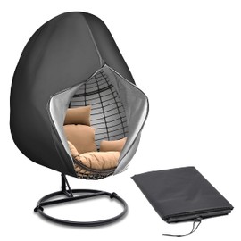 SerenelifeHome Hanging Egg Chair Cover-75" x 45" Waterproof/Windproof Dust Protector w/ Zipper & Hem Cord, Suitable for Most Outdoor Swing/Pod Chairs,Perfectly Fits Model SLGZ0EGG, One Size, Black