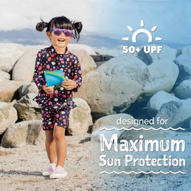 Jan & Jul Long Sleeve Toddler Rash Guard Set for Girls (3T, Strawberry)