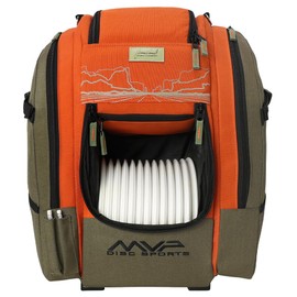 MVP Disc Sports James Conrad Voyager Slim Backpack Disc Golf Bag (Olive/Orange)