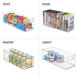PIQIUQIU Fridge Organiser, Fridge Organiser, Set of 2, Pantry Storage Container with Handle, 25 x 9.5 x 7.5 cm
