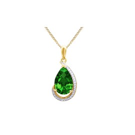 THE JEWEL ZONE Simulated Green Emerald & White Cubic Zirconia Design Pendant in 14k Gold Over Sterling Silver (4 Ct)