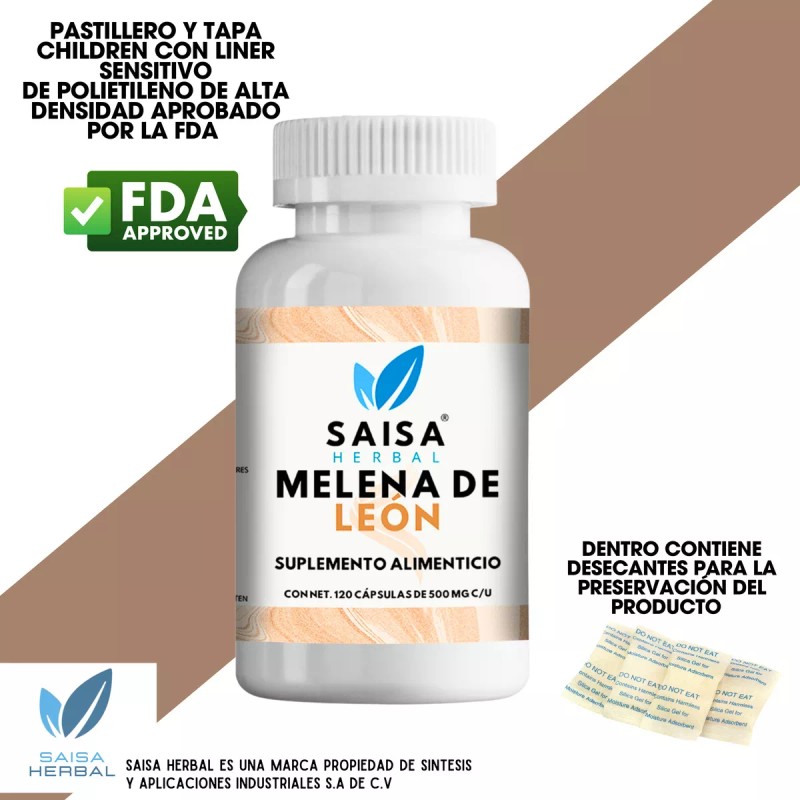 Saisa Herbal Melena De León 100% Pura Premium 120 Cápsulas