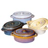 Set Of 4 Oval Reactive Glaze Mini Casserole Dishes 230ml