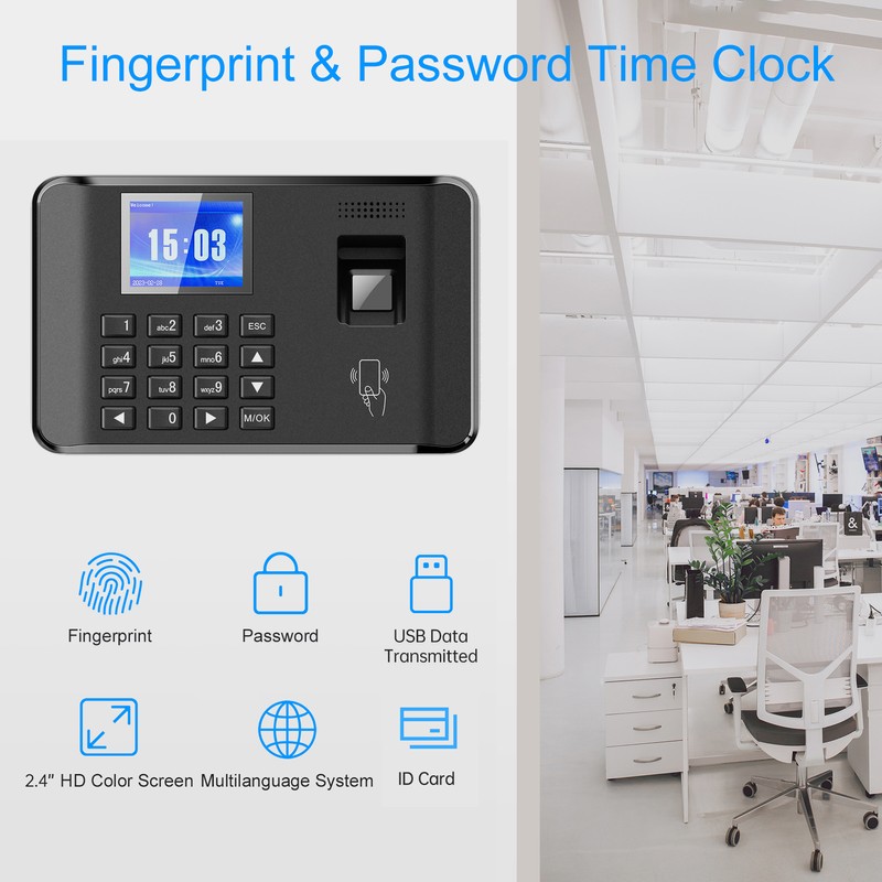 Intelligent Biometric Fingerprint Password Attendance Machine Time Clock Employee Checking-in