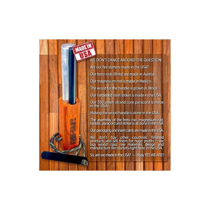 Fire-Fast Trekker. Best Emergency Waterproof Survival Fire Starter. Magnesium and