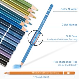 Ccfoud Colouring Pencils,72 Metallic Coloured Pencils Set,Zipper Travel Case,Soft Core,Ideal for Drawing Sketching Shading,Art Supplies for Beginners