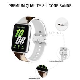 LIKLNAPQ Compatible with Galaxy Fit3 Band for Women&Men, Soft Silicone Replacement Straps Adjustable Sport Wristbands for Galaxy Fit 3 SM-R390 Smartwatch(Farm Animal Brown Cowhide Cow)