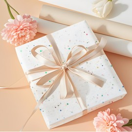 White Glitter Tissue Paper Bulk 36 Sheets (14x20 Inch) - Recyclable Gift Wrapping Paper for Weddings, Birthdays, Party & Festival Decorations DIY Craft Supplies