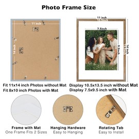 JCJMY 18 Packs 11x14 Picture Frames, Display 8x10 with Mat or 11x14 Without Mat, Gallery Wall Frame Set, 11 by 14 Frames Bulk Set of 18 Collage Wall Decor Photo Frames for Wall Hanging, Rustic Brown