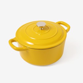 RJ Legend 1.9 Quart Dutch Oven Pot - Enamel Surface, Non-Stick, Easy to Use Cast Iron Cookware - Ideal Gift for Your Friends & Family - Yellow