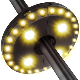 LATME Rechargeable Patio Umbrella Light – 10-25 Hours Runtime,Umbrella Pole Light 3 Lighting Modes Cordless,Patio Pool Accessories and Backyard Decor