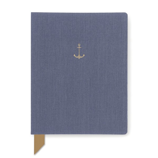 DesignWorks Ink Exposed Spine Cloth Covered Perpetual Planner, Blue- Anchor