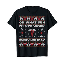 Funny Nurse Nursing Doctor Ugly Christmas Sweater Gift T-Shirt, black