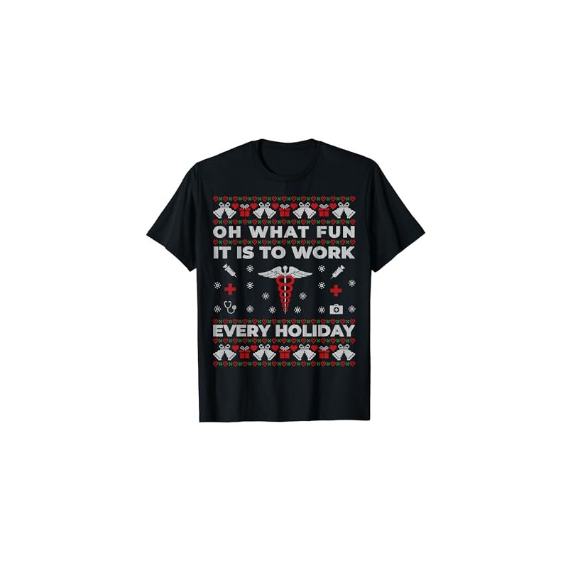 Funny Nurse Nursing Doctor Ugly Christmas Sweater Gift T-Shirt, black